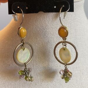 Elegant Silver and Earthtone Dangle Earrings